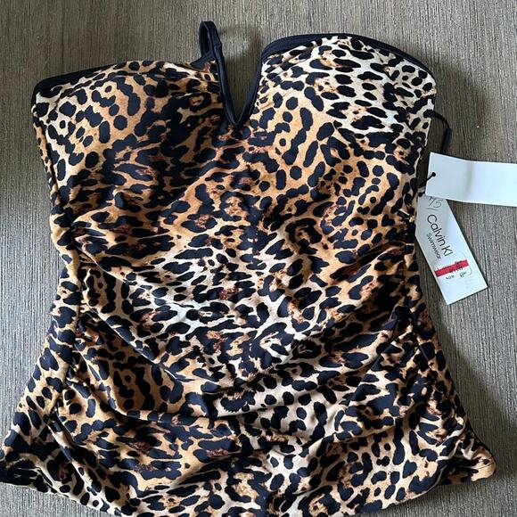 Calvin Klein Women's Animal Printed 
Bandeau Halter Tankini Top size Small - Picture 3 of 9
